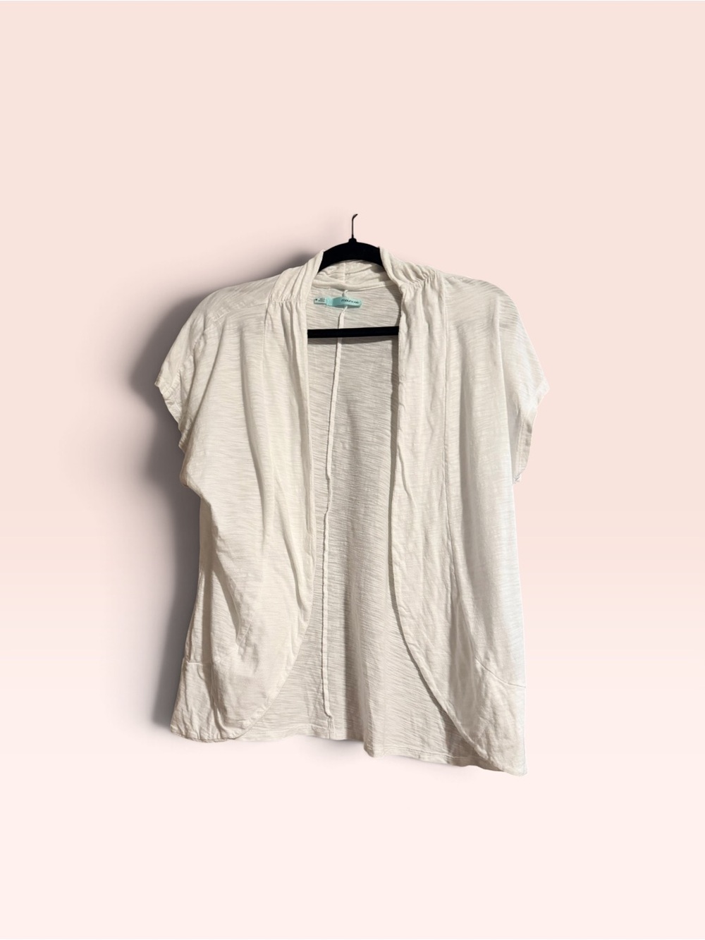 Maurices Cream Open-Front Short Sleeve Cardigan